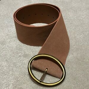 Wide styling belt - suede in salmon & tan leather inside